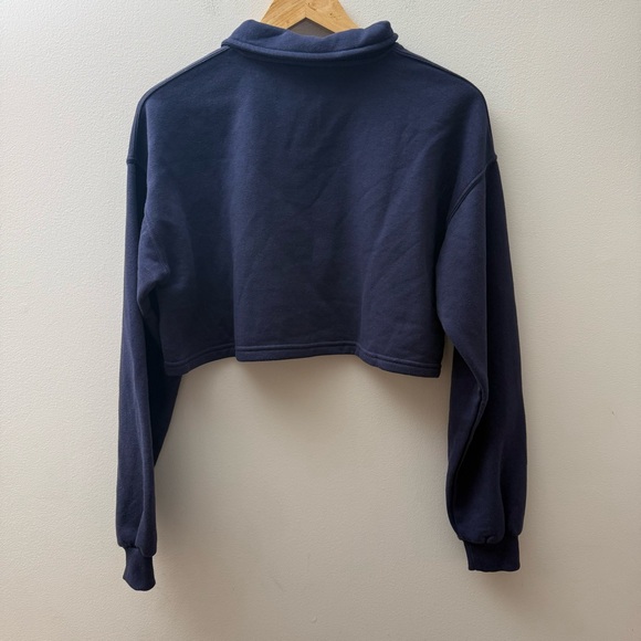 Bershka Navy Cropped Tennis Graphic Sweatshirt with Cream Print - Picture 8 of 11